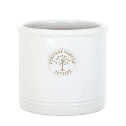 Woodlodge 38cm White / Cream Glazed Heritage Cylinder Pot -Quality Garden Care Store 5021346500646 3
