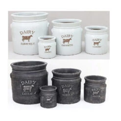Woodlodge 23cm White Wash Dairy Milk Churn Pot -Quality Garden Care Store 5021346525953