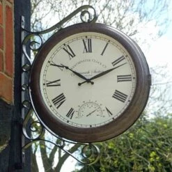 Outside In 15" Greenwich Station Wall Clock & Thermometer -Quality Garden Care Store 5050642006316 3
