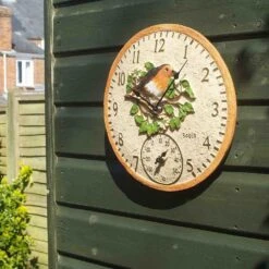 Outside In 12" Robin Wall Clock & Thermometer -Quality Garden Care Store 5050642006347 3
