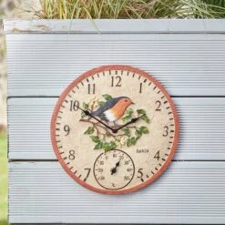 Outside In 12" Robin Wall Clock & Thermometer -Quality Garden Care Store 5050642006347 4