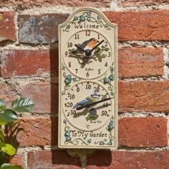 Outside In 28cm Birdberry Wall Clock & Thermometer -Quality Garden Care Store 5050642006385 2