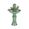 Lumineo 67cm Green Ceramic Two-Tier Bird Basin Water Fountain -Quality Garden Care Store 8720093393330